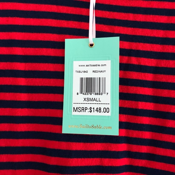 Sail to Sable Red & Navy Striped Bell Sleeve Dress - Picture 5 of 5